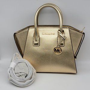 Michael Kors Avril Small Top Zip Satchel Pale Gold